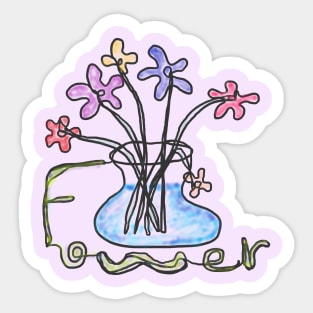 flowers, one line drawing Sticker